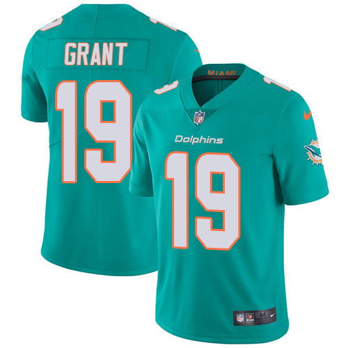 Nike Miami Dolphins #19 Jakeem Grant Aqua Green Team Color Men Stitched NFL Vapor Untouchable Limited Jersey->miami dolphins->NFL Jersey